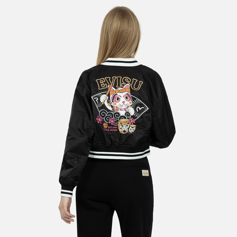 (Women) EVISU SS23  Black Embroidered Lucky Cat Short Jacket. 2ESHTW3JK735LFNY 圖 5
