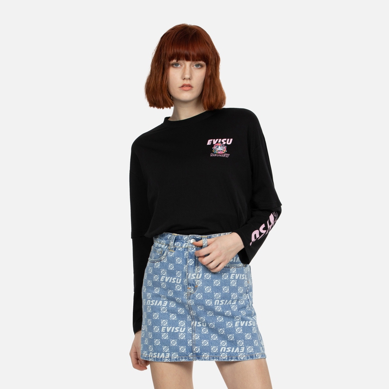 Purchase (W) EVISU SS24 全版花卉與海鷗印花牛仔裙 2ESHTW4SK4013XXDN