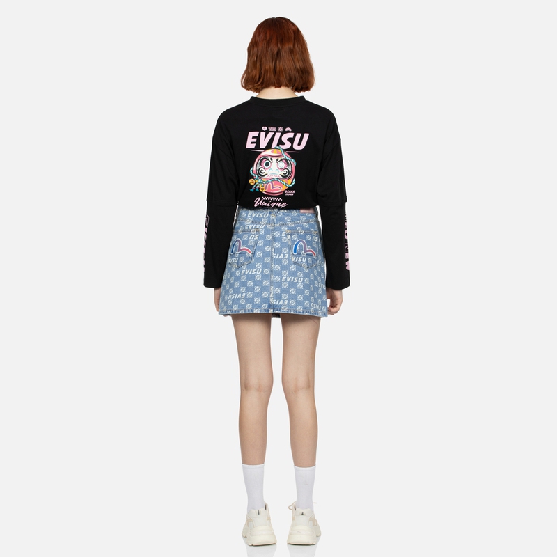 Details for (W) EVISU SS24 全版花卉與海鷗印花牛仔裙 2ESHTW4SK4013XXDN