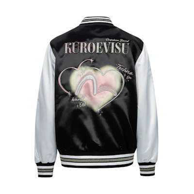 (Women) EVISU SS24 Black Yokosuka Jacket with Gem Embroidery & Seagull Patch. 2ESGNW4JK6001OSSN