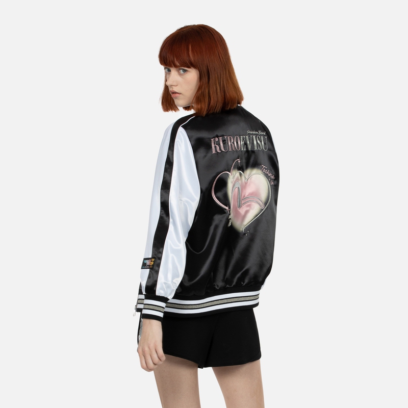 Shop (W) EVISU SS24 黑色横须贺刺绣海鸥补丁夹克 2ESGNW4JK6001OSSN