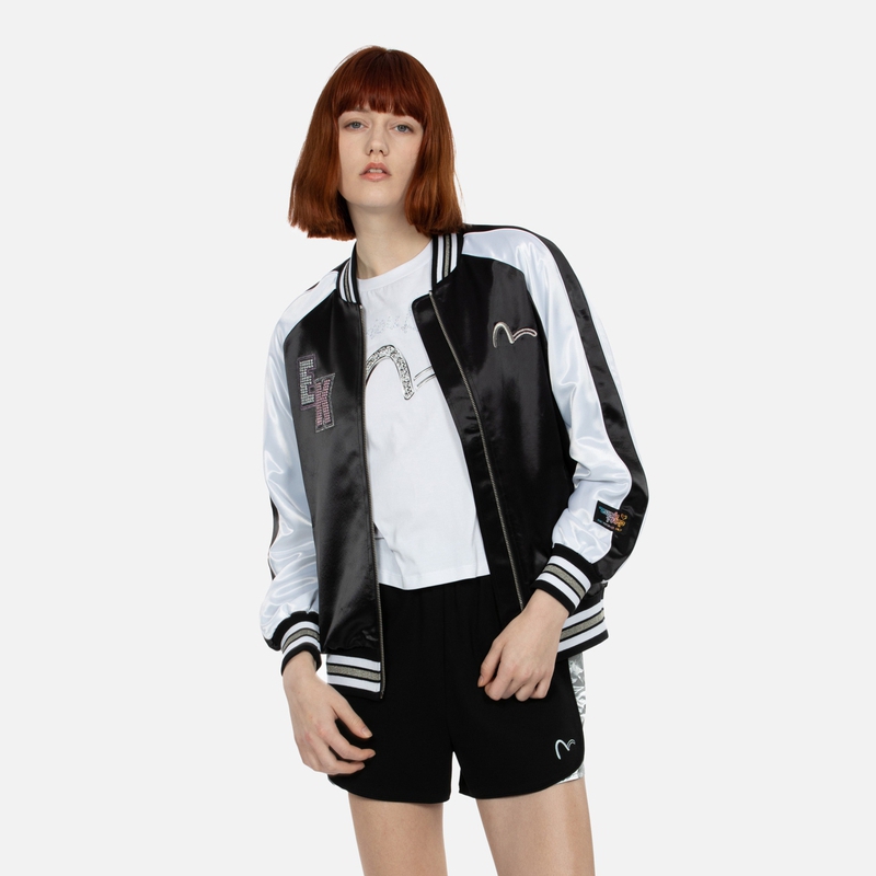 Purchase (W) EVISU SS24 黑色横须贺刺绣海鸥补丁夹克 2ESGNW4JK6001OSSN