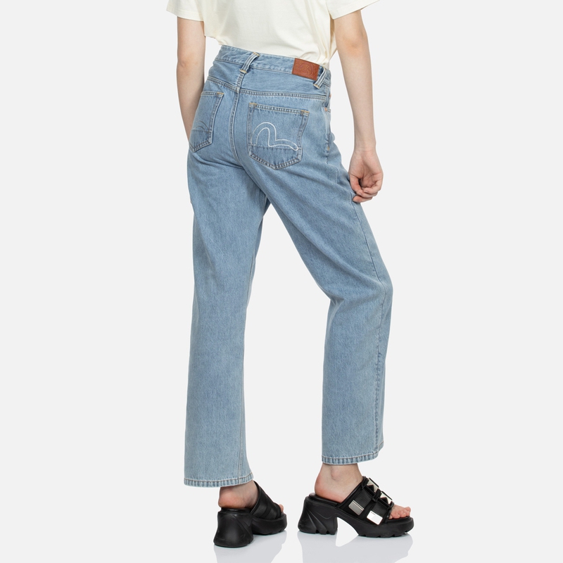 (Women) EVISU SS24  Crystal Seagull Cutout Fashion Jeans Denim Blue. 2ESHTW4JE4097FFDN 圖 5