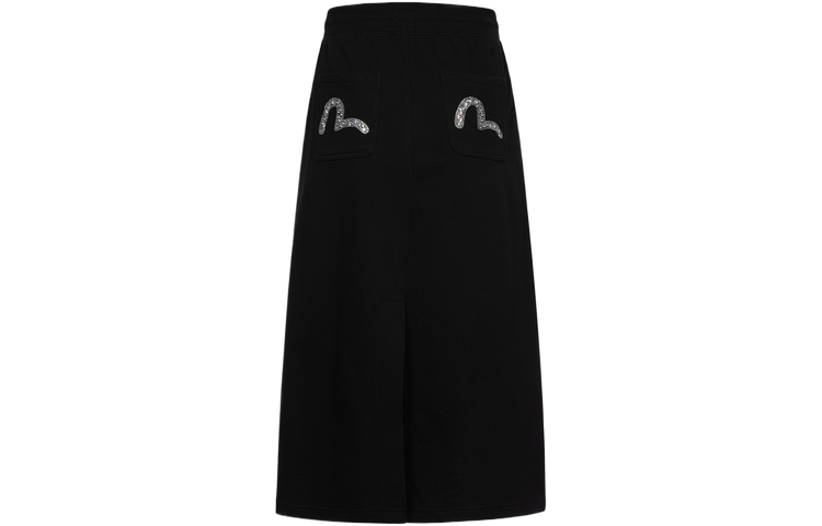 (Women) EVISU SS24  Crystal Seagull Midi Skirt Casual Long Skirt. 2ESHTW4SK4080FFCT