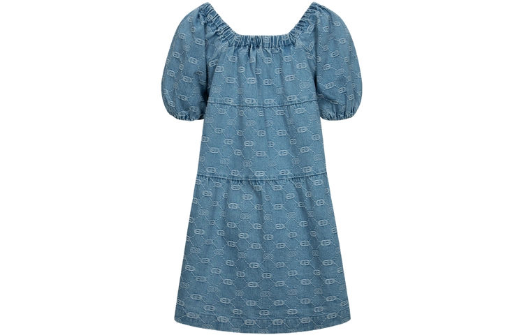 Lookbook (W) EVISU SS24 Vestido Corto Denim Azul Jacquard con Gaviota Bordada. 2ESHTW4DR4070FFDP