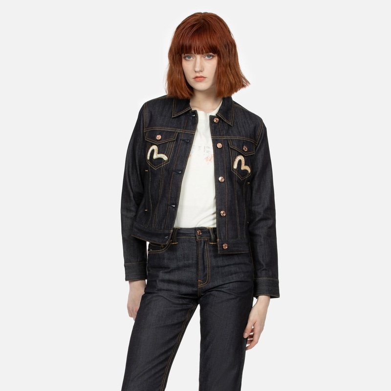 (Women) EVISU SS24  Denim Jacket with Kamon Seagull & Big M Patch in Blue. 2ESHTW4DJ4055XXDN 圖 5