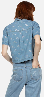 (W) Camisa Vaquera EVISU SS24 con Estampado de Gaviota en Azul Desgastado. 2ESHTW4SS4096FFDN Purchase (W) Camisa Vaquera EVISU SS24 con Estampado de Gaviota en Azul Desgastado. 2ESHTW4SS4096FFDN