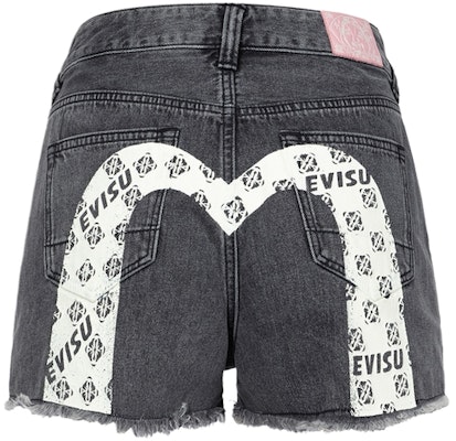 (W) EVISU SS24 Seluar Pendek Denim Hitam dengan Logo & Reka Bentuk Cetakan M. 2ESHTW4DS4018XXDN Order (W) EVISU SS24 Seluar Pendek Denim Hitam dengan Logo & Reka Bentuk Cetakan M. 2ESHTW4DS4018XXDN