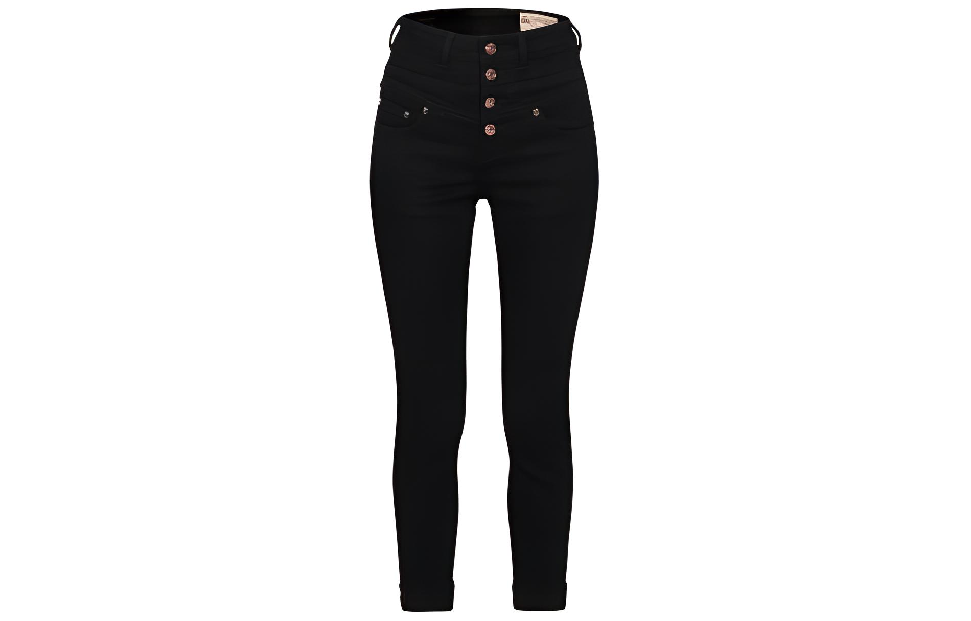 (Women) EVISU SS24  Embroidered Mid-Rise Button Black Casual Jeans. 2ESHTW4JE4060SKD