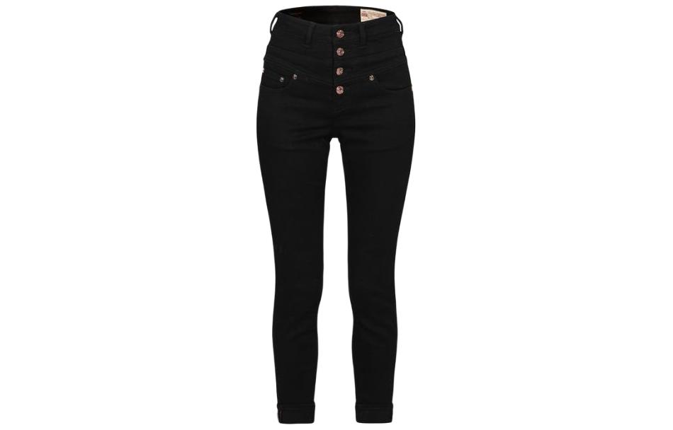 (Women) EVISU SS24  Embroidered Mid-Rise Button Black Casual Jeans. 2ESHTW4JE4060SKD 圖 2