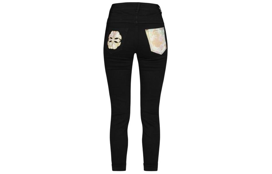(Women) EVISU SS24  Embroidered Mid-Rise Button Black Casual Jeans. 2ESHTW4JE4060SKD 圖 3
