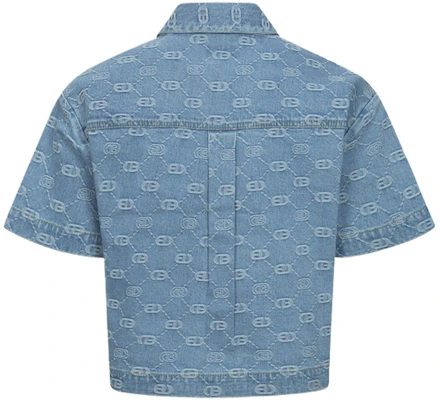 (W) Kemeja Denim EVISU SS24 Biru dengan Logo Jacquard dan Rekaan Burung Camar. 2ESHTW4SS4072FFDP Lookbook (W) Kemeja Denim EVISU SS24 Biru dengan Logo Jacquard dan Rekaan Burung Camar. 2ESHTW4SS4072FFDP