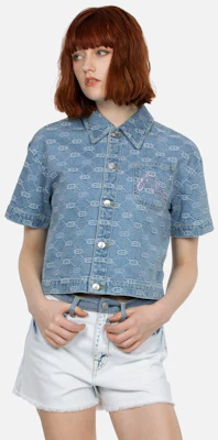 (W) Kemeja Denim EVISU SS24 Biru dengan Logo Jacquard dan Rekaan Burung Camar. 2ESHTW4SS4072FFDP Shop (W) Kemeja Denim EVISU SS24 Biru dengan Logo Jacquard dan Rekaan Burung Camar. 2ESHTW4SS4072FFDP