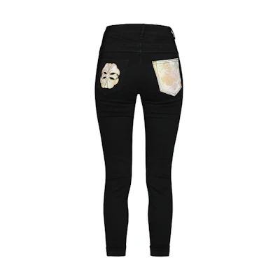 (Women) EVISU SS24 Jacquard Embroidery Denim Jeans - Black. 2ESHTW4JE4060SKDP