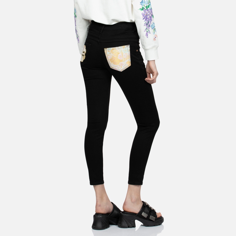 Shop (W) EVISU SS24 Jeans Denim Bordir Jacquard - Hitam. 2ESHTW4JE4060SKDP