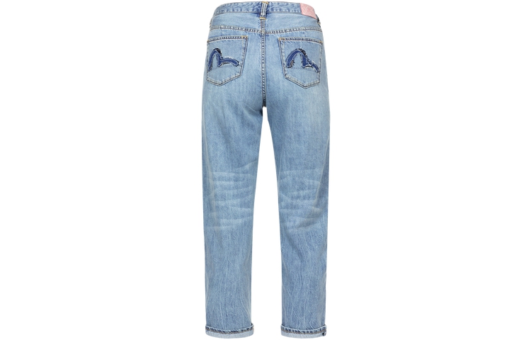 (Women) EVISU SS24  Little Seagull Patch Denim Jeans in Blue. 2ESHTW4JE4103TPDN
