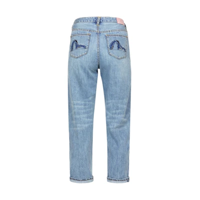 (Women) EVISU SS24 Little Seagull Patch Denim Jeans in Blue. 2ESHTW4JE4103TPDN