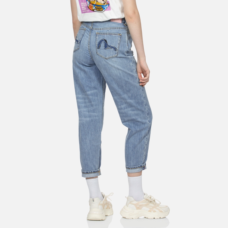 (Women) EVISU SS24  Little Seagull Patch Denim Jeans in Blue. 2ESHTW4JE4103TPDN 圖 4