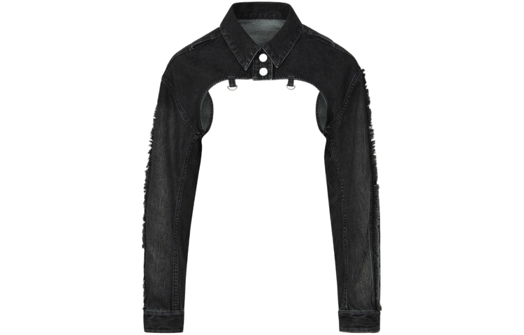 (Women) EVISU SS24  Seagull Embroidery Detachable Denim Jacket - Black. 2ESHTW4DJ4004FFDN 圖 3