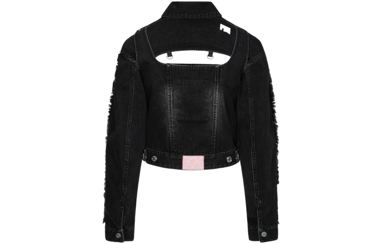 (Women) EVISU SS24  Seagull Embroidery Detachable Denim Jacket - Black. 2ESHTW4DJ4004FFDN 圖 5