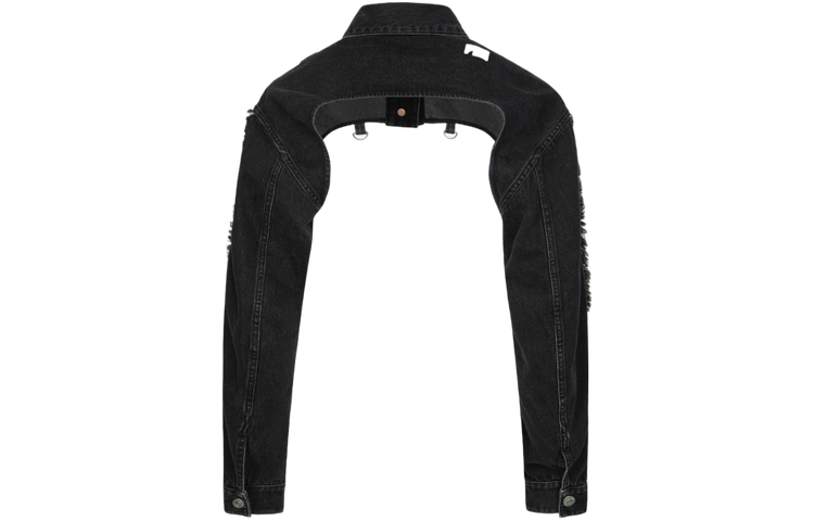 (Women) EVISU SS24  Seagull Embroidery Detachable Denim Jacket - Black. 2ESHTW4DJ4004FFDN 圖 6