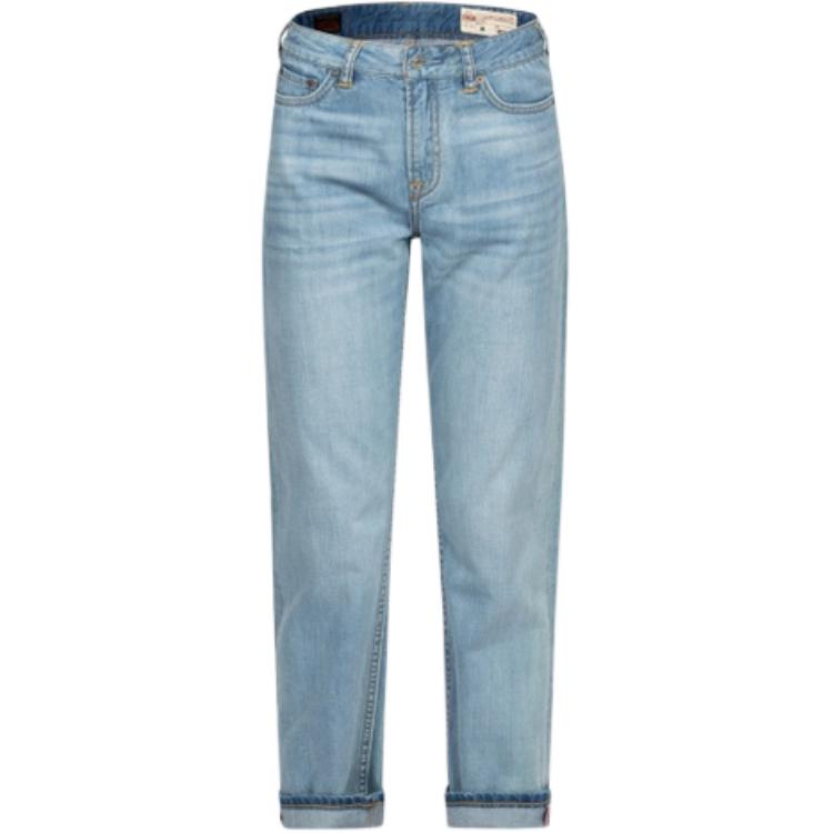 (Women) EVISU SS24  Straight-Leg Jeans with Stone-Washed Seagull in Denim Blue. 2ESHTW4JE4059STDN