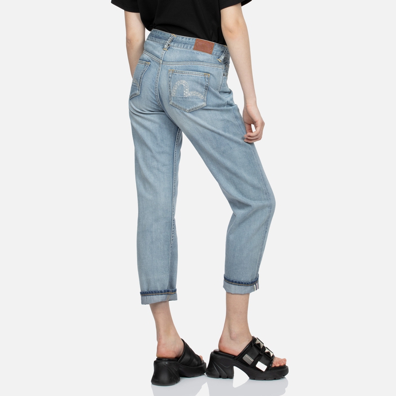 (Women) EVISU SS24  Straight-Leg Jeans with Stone-Washed Seagull in Denim Blue. 2ESHTW4JE4059STDN 圖 4