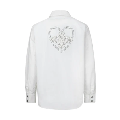 (Women) EVISU SS24 White Floral Embroidery Oversized Casual Shirt Jacket. 2ESGNW4SJ6003RXCT