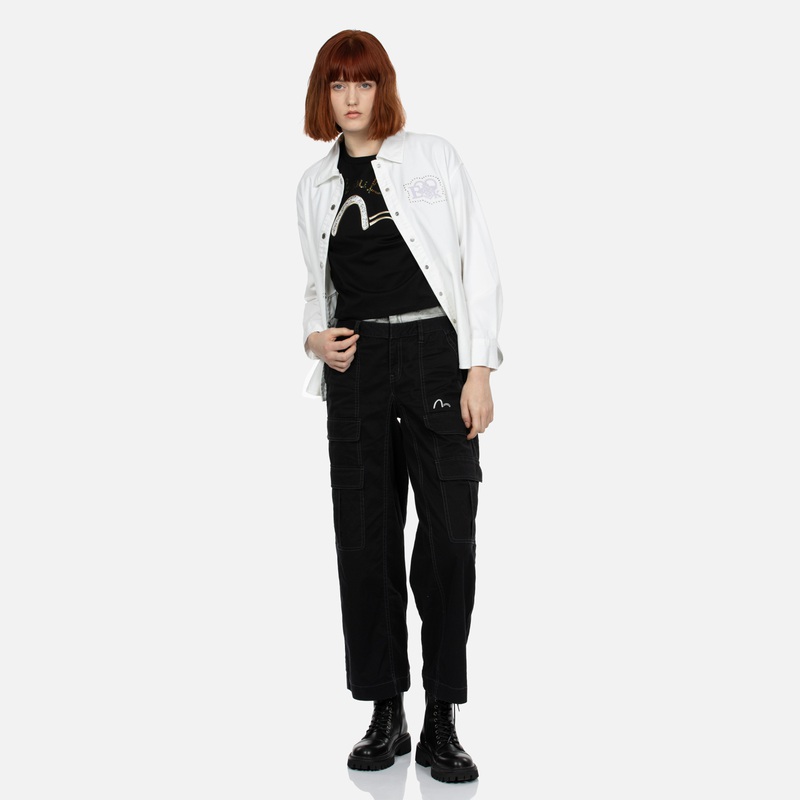 (Women) EVISU SS24  White Floral Embroidery Oversized Casual Shirt Jacket. 2ESGNW4SJ6003RXCT 圖 7