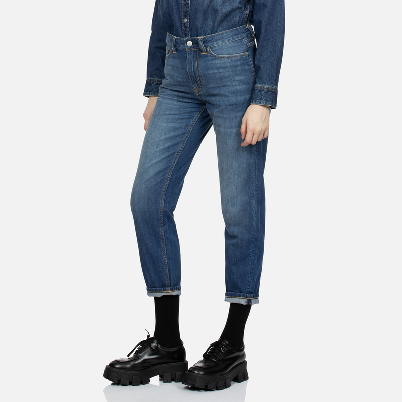 (Women) EVISU SS24  Wide-Leg Seagull Embossed Denim Jeans in Blue. 2ESHTW4JE4104RXDN 圖 4