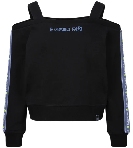 women-evisu-ss-24-fashion-off-shoulder-sweatshirt-black-with-logo-print-trim-2-esgnw-4-sw-6040-ffct