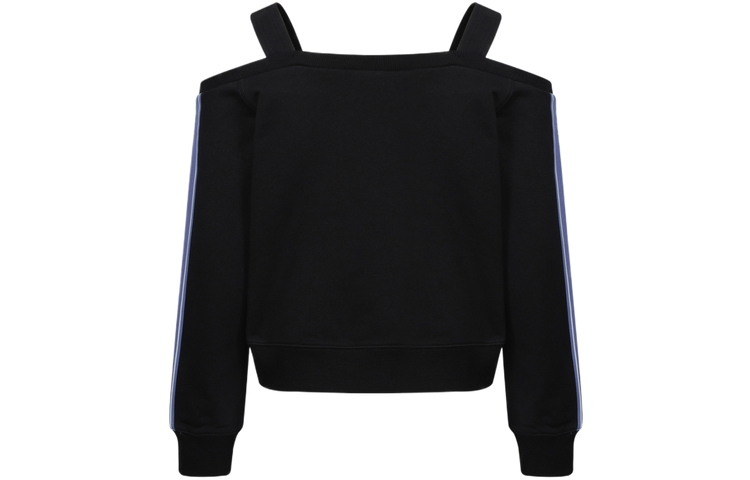 Lookbook (Women) EVISU SS24 Fashion Off-Shoulder Sweatshirt Black with Logo Print Trim 2ESGNW4SW6040FFCT