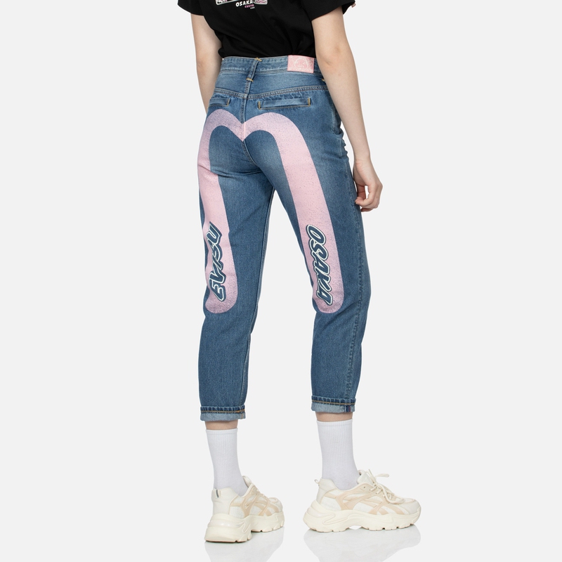 Shop (W) EVISU 女款 SS24 大M印花大阪宽松直筒牛仔裤 - 牛仔蓝 2ESHTW4JE4012RXDN