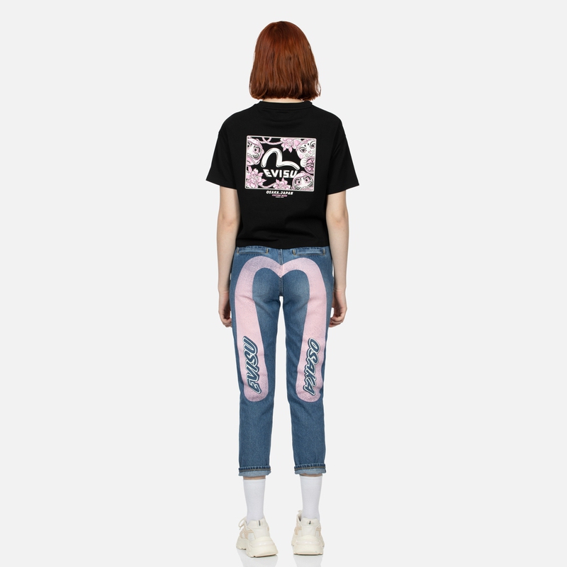 Details for (W) EVISU 女款 SS24 大M印花大阪宽松直筒牛仔裤 - 牛仔蓝 2ESHTW4JE4012RXDN