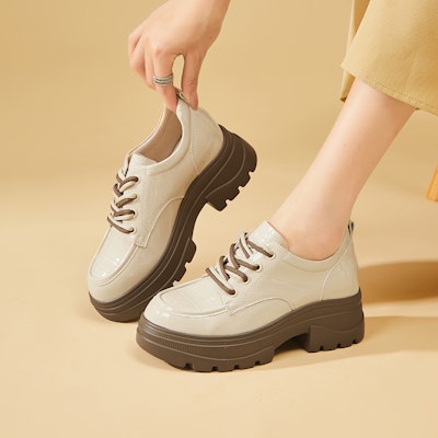 (W) Excull EXULL Esquire Kasut Tebal Hujung Bulat 'Beige' 1317100771 Lookbook (W) Excull EXULL Esquire Kasut Tebal Hujung Bulat 'Beige' 1317100771