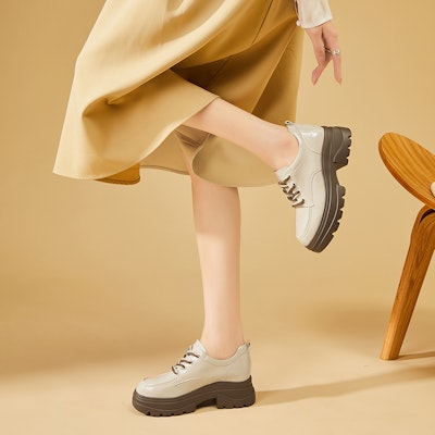 (W) Excull EXULL Esquire Kasut Tebal Hujung Bulat 'Beige' 1317100771 Purchase (W) Excull EXULL Esquire Kasut Tebal Hujung Bulat 'Beige' 1317100771
