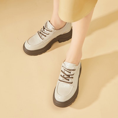(W) Excull EXULL Esquire Kasut Tebal Hujung Bulat 'Beige' 1317100771 Sizing (W) Excull EXULL Esquire Kasut Tebal Hujung Bulat 'Beige' 1317100771