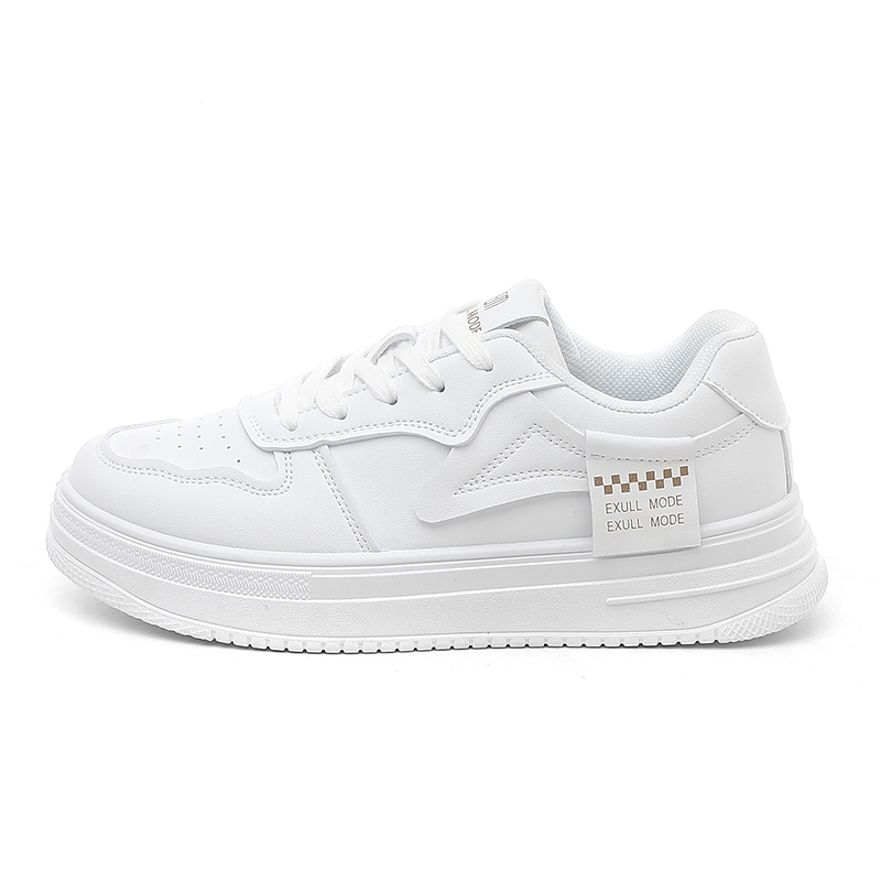 (Women) Excull EXULL Q Synthetic Leather Platform 'White Low-Top Casual' 13174061