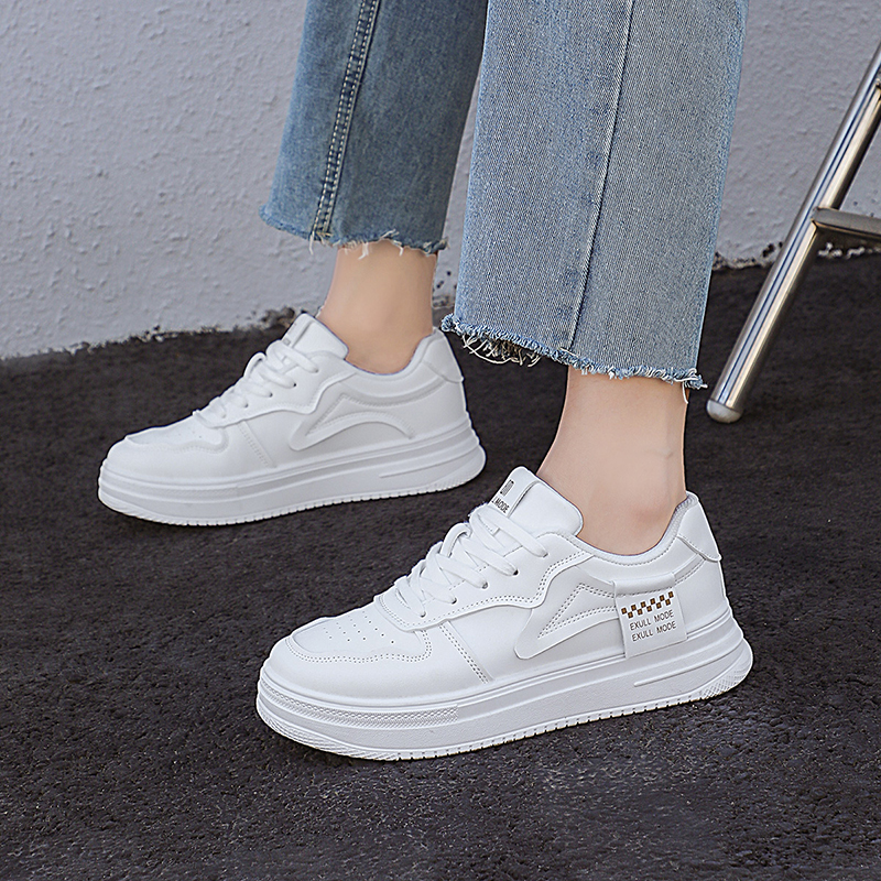 Details for (Women) Excull EXULL Q Synthetic Leather Platform 'White Low-Top Casual' 13174061