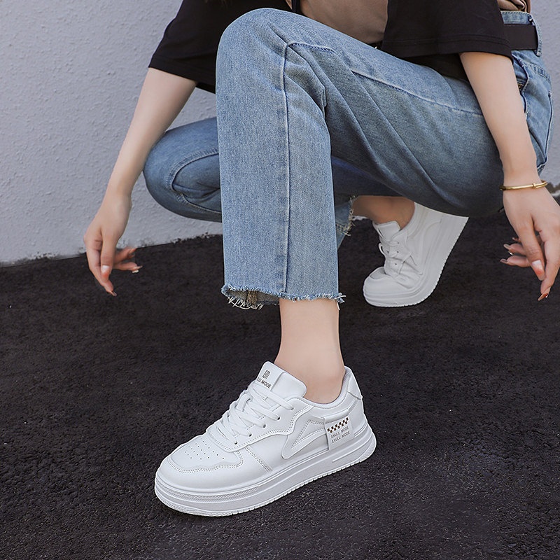 Sizing (Women) Excull EXULL Q Synthetic Leather Platform 'White Low-Top Casual' 13174061
