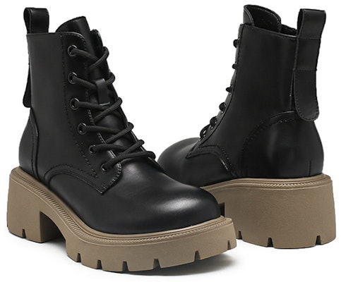 (W) (女性用) エクセル アンクルブーツ『ブラックレザープラットフォーム』1218640960 1218640960 Order (W) (女性用) エクセル アンクルブーツ『ブラックレザープラットフォーム』1218640960 1218640960