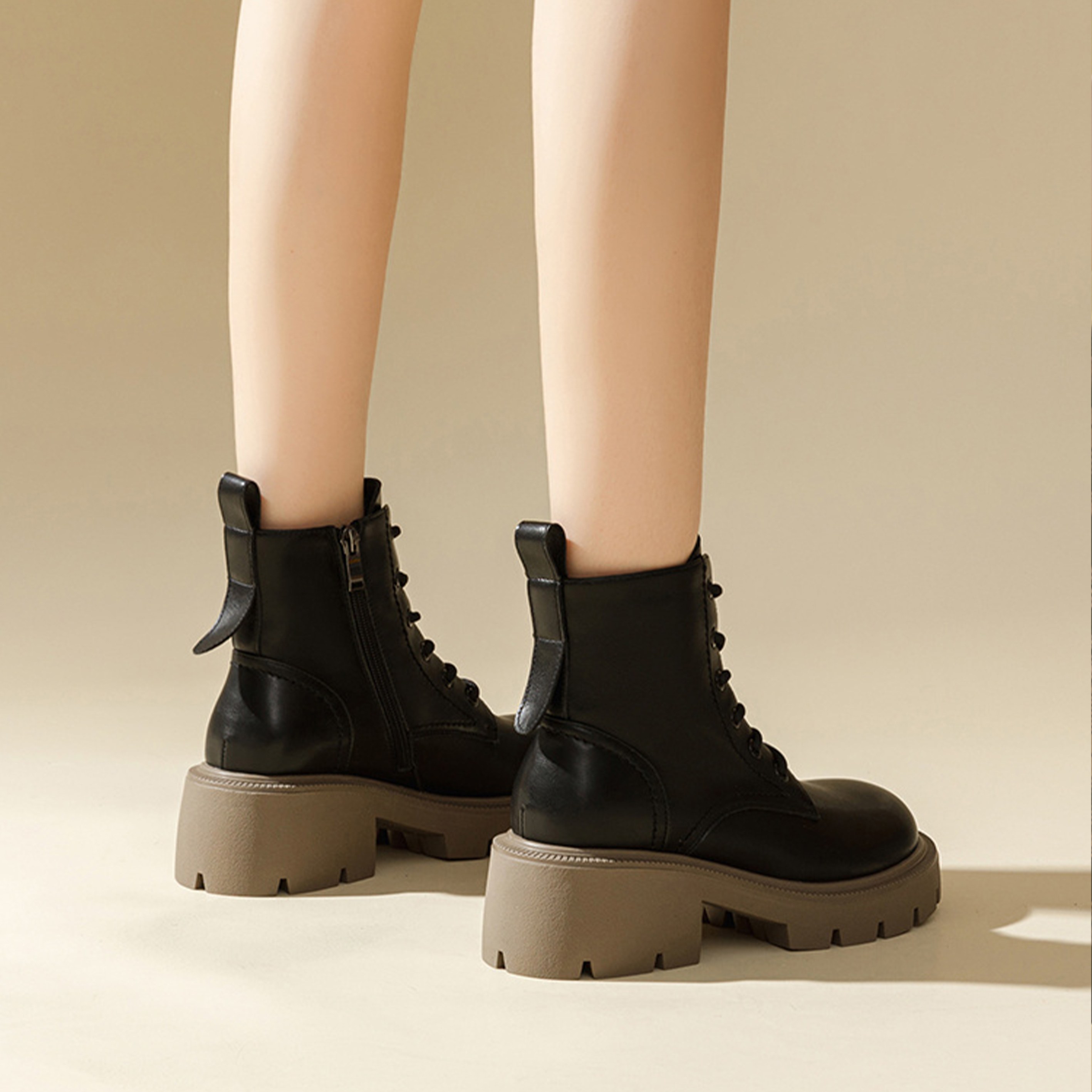 Shop (W) Bota Exull Tobillera 'Plataforma de Cuero Negro' 1218640960