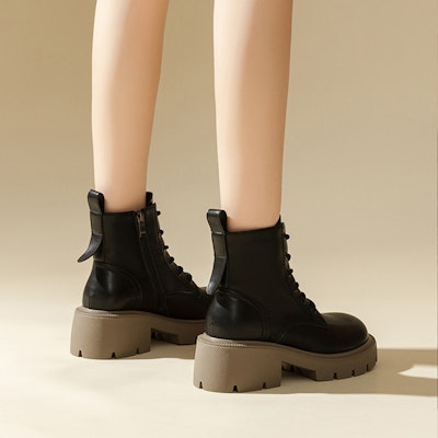 (W) (女性用) エクセル アンクルブーツ『ブラックレザープラットフォーム』1218640960 1218640960 Shop (W) (女性用) エクセル アンクルブーツ『ブラックレザープラットフォーム』1218640960 1218640960