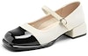 Shop (W) Exull Es Q Kulit Sintetik Kasut Tumit Tinggi 4cm 'Mary Jane' Toe Petak Perancis 7315002161