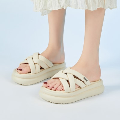 EXULL 依思Q PU 厚底舒適百搭 一字拖鞋 5cm 女款 5