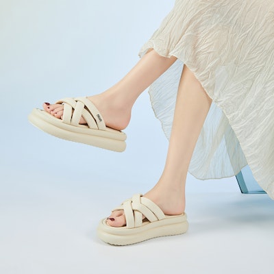 EXULL 依思Q PU 厚底舒適百搭 一字拖鞋 5cm 女款 7