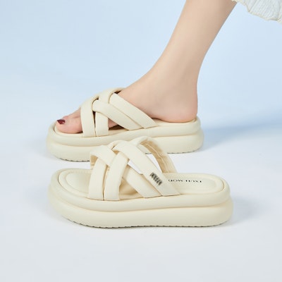 EXULL 依思Q PU 厚底舒適百搭 一字拖鞋 5cm 女款 9