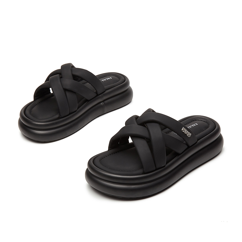 Order EXULL 依思Q PU 厚底舒適百搭 一字拖鞋 5cm 女款