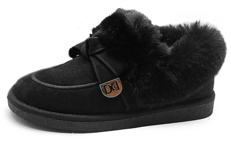 (W) Exull EsiQ PU 'Black Fleece-Lined Slip-On Snow Boots'
