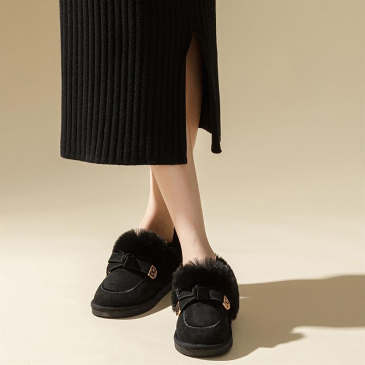 (W) Exull EsiQ PU 'Black Fleece-Lined Slip-On Snow Boots' 圖 4